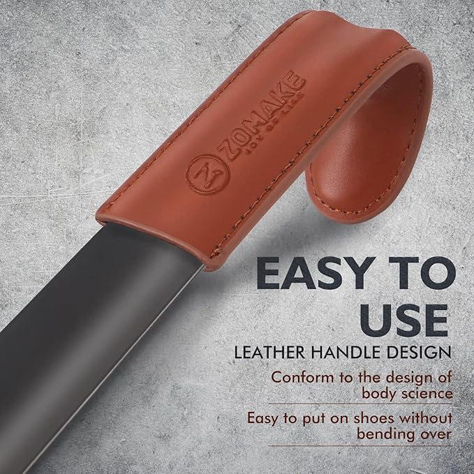 ZOMAKE Extra Long Shoe Horn for Seniors Men,Metal Shoehorn Long handle for Boots 28.3'',Travel Small Shoe Spoon Helper 7.5''