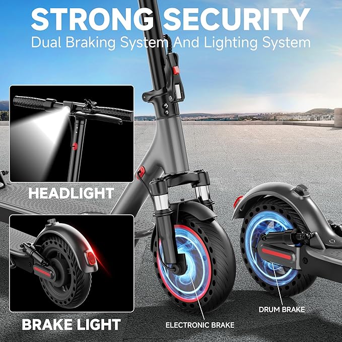 Electric Scooter for Adults, Folding E Scooter with 350W/500W Motor 16-24 Mph Top Speed, Max 15-60 Miles Long Range, 6.5''/8.5''/10''/14'' Solid Tires Commuting Scooters, Dual Brakes, APP