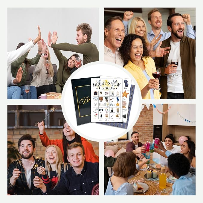 Magic Show Bingo Game Cards, Magic Bingo Set for Adults Large Group, Magical Themed Fun Games, Magician Party Activities, Icebreaker Games for Family Friends, 11