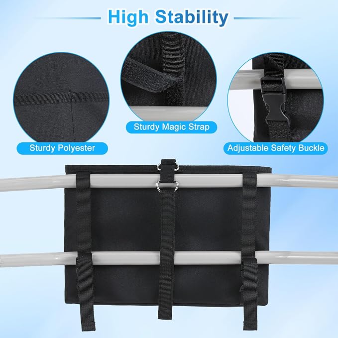 Rhino Valley Walker Basket for Walkers Accessories for Seniors,Black | Basket for Walkers with Multi Pockets, Hand-free Carry Pouch Storage Bag Walker Accessories for Universal Walkers for Seniors