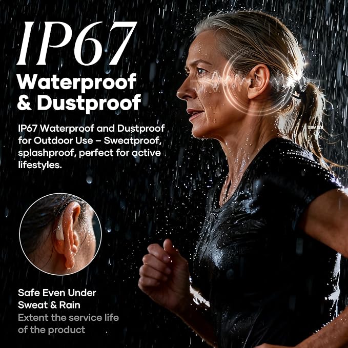 Rechargeable Hearing Aids for seniors: 30% Smaller for All-day Comfortable Wearing - IP67 Waterproof for Sports Outdoor - 1.5hrs Charging for 24 hrs Clear Sound & 125hrs Backup Power, OTC