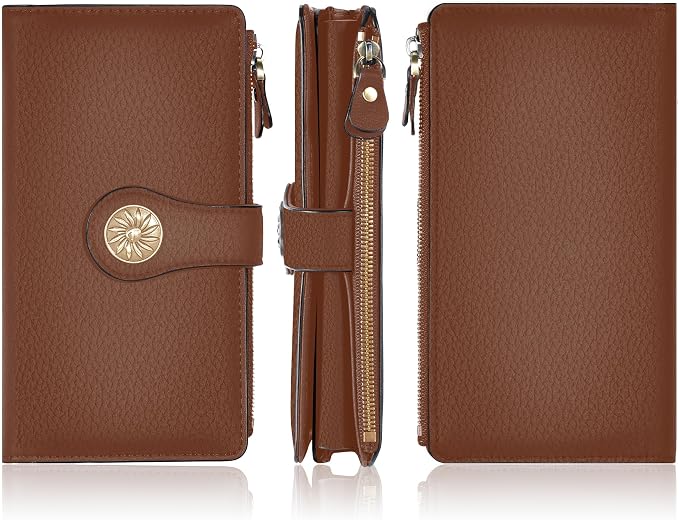 Travelambo Women's Wallet RFID Blocking Trifold Clutch Large Capacity Credit Card Holder Travel Purse