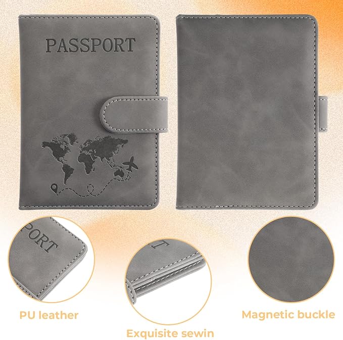 2 Pack Passport Holder for Travel, Passport Wallet Cover Case Waterproof RFID Blocking Passport Holder with Pen Holder Travel Must Haves Accessories, Passport Book Holders for Women and Men