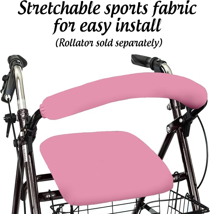 Top Glides Universal Rollator Walker Seat and Backrest Covers (Pink)