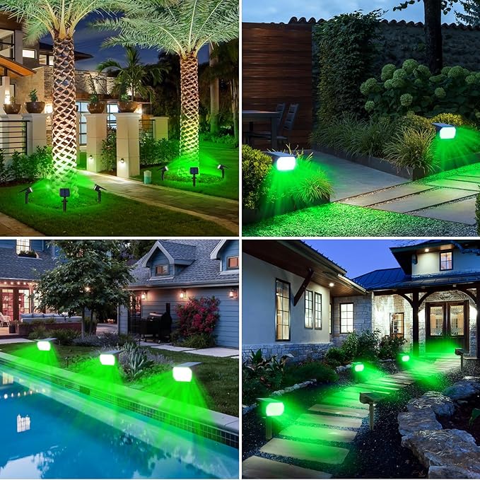nipify Solar Spot Lights Outdoor, Solar Powered Waterproof Spotlight | 4 Pack, Green, Landscape Lighting for Outside Yard Garden Pathway