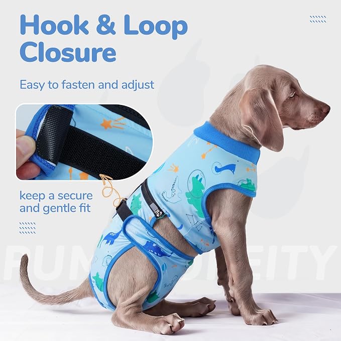 PUMYPOREITY Washable Dog Diapers, Escape-Proof Anti-Harassment Wear for Heat, Reusable Period Diaper, Full Body Dog Onesie for Post-Surgery Recovery, Incontinence, Puppy Training, XL, Blue