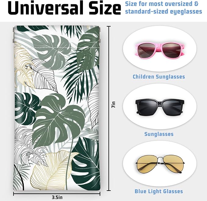 Soft Sunglasses Eyeglass Glasses Case,7x3.5inch Portable PU Leather Squeeze Top Holder Bag Pouch for Women Men
