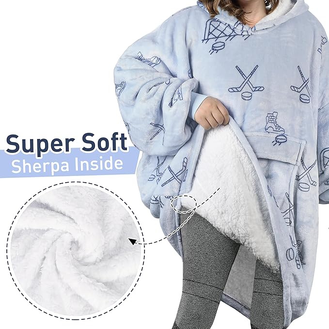 Catalonia Oversized Blanket Hoodie Sweatshirt, Wearable Sherpa Lounging Pullover for Adults Women Men