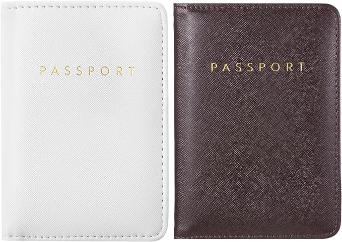 2 Pcs Passport Cover Holder for Travel Waterproof Leather Passport Wallet Case Book Travel Cruise Essentials for Women Men | 2 Pieces