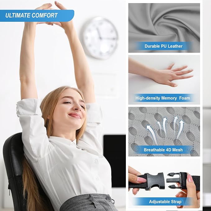 Lofty Aim Lumbar Support Pillow for Car, Car Seat Back Support for Driving | Memory Foam Car Lumbar Support for Driving, Car Back Cushion, Adjustable Straps, Lower Back Pillow, Breathable 4D Mesh, Gray