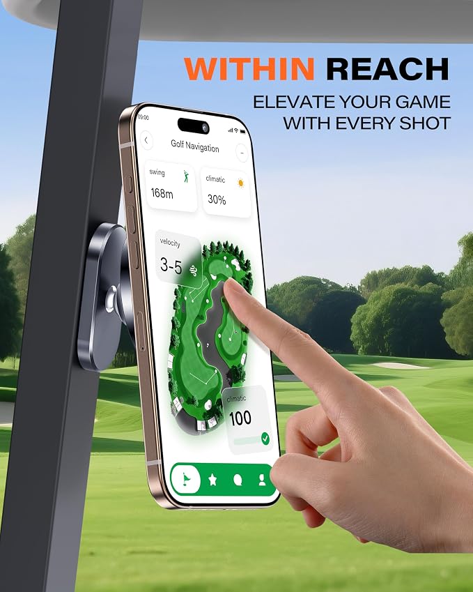 A2C Alloy Magnetic Golf Cart Phone Holder, Unique Golf Accessories for Men | Golf Gift for Men Dad Father Husband Women Golfers, Golf Accessories Essentials Gadgets Gear Stuff Fits EZGO Club Car Yamaha