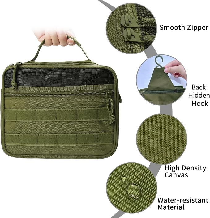 SMONT Tactical Toiletry Bag for Men, 9.5" Hanging Dopp Kit Shaving Hygiene Bag for Traveling Bathroom