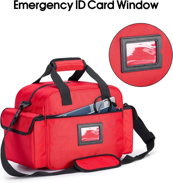 Trunab Home Health Nurse Bag Empty, Portable Medical Supplies Shoulder Bag | for Hospice, Home Visit, Hospital Interns, Red, Bag Only