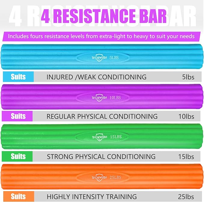 DICYWUDI Flex Therapy Bar and Grip Strength Trainers set, Physical Therapy & Resistance Bar for Golfers Elbow, Tendinitis, Wrist,Forearms Pain, Improve Grip Strength and Relieve Pain
