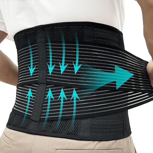 TESETON Back Brace for Women and Men, Back Support Belt for Lifting at Work, Back Stretcher for Lower back Pain Relief, Scoliosis, Sciatica,Herniated Disc,Protect Belt,03 Black XXXL