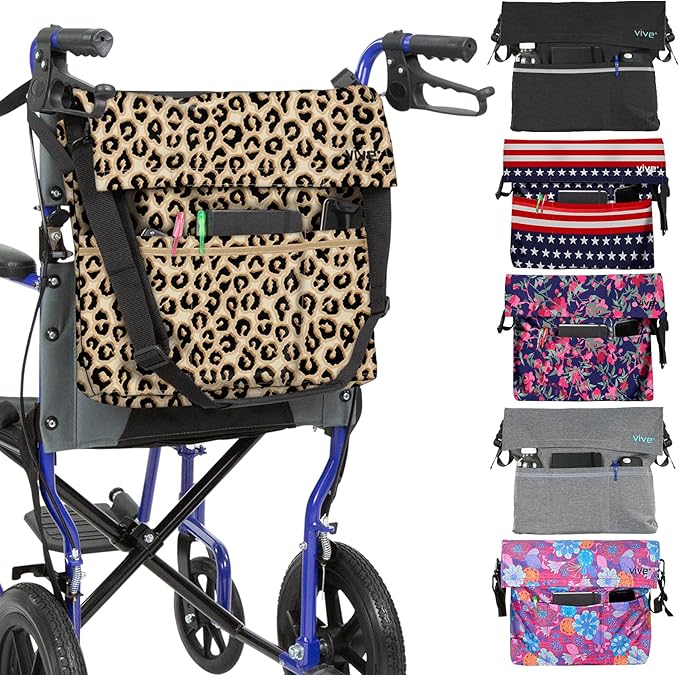 Vive XL Wheelchair Accessories Bag - Waterproof, Scratch-Resistant, Double-Stitched, Machine Washable for Adults, Seniors, 15 Colors - Storage Walker Backpack to Hang on Back
