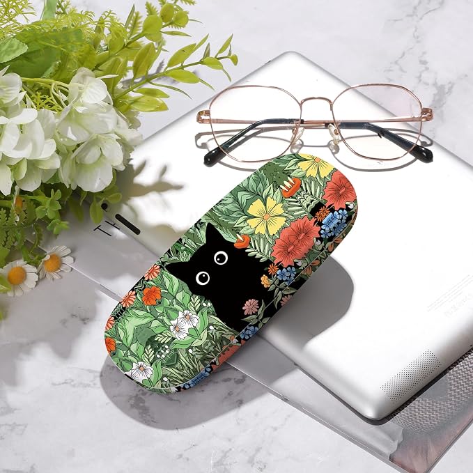 Glasses Case Hard Shell,Portable Protective Eyeglasses Case, Eyeglass Holder Box with Cleaning Cloth, for men women
