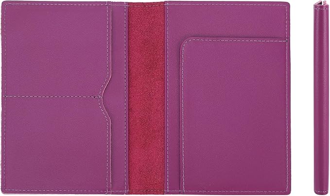 STAR VISTA Albatross Leather Travel Passport Holder, Minimalist Design, Calfskin Leather Case for Women and Men - Slim Passport Wallet, Bifold, RFID Blocking, Violet