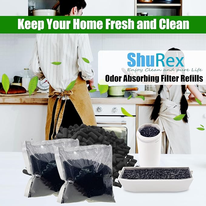 2Pcs Filter Refills for Lomi Smart Composter Top & Back Filter Slots | 6-month Supplement, Replacement Activated Charcoal Filter for Electric Countertop Compost Bin & Smart Waste Kitchen Composter