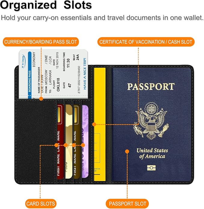 FINTIE Passport Holder, Slim Travel Wallet RFID Blocking Card Case Cover | Passport Cover Protector Essentials with Credit Card Slots, For Women/Men
