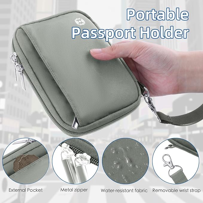 WALNEW Passport Holder for Travel, RFID Blocking Travel Walle Essentials | Travel Document Holder, Passports Wallet Pouch with Card Slots Zipper Pocket for Women Men