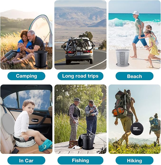 Upgrade Retractable Portable Toilet Travel Toilet Adjustable Height Camping Toilet Portable Potty for Adults Kids, Foldable Portable Toilet for Camping/Car