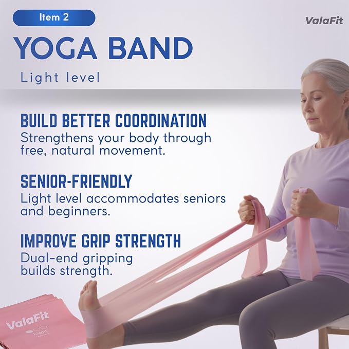 [All-in-One Kit] Chair Yoga for Seniors Over 60: 71 Large Print Exercise Cards with Video + 4 Resistance Bands for Mobility, Balance & Strength | Gift for Mom & Dad