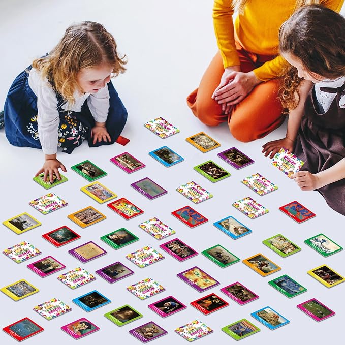 gisgfim 100 PCS Memory Matching Game Famous Paintings Concentration Memory Card for Adults Learning Educational Game A Fun & Fast Artworks Theme Matching Games