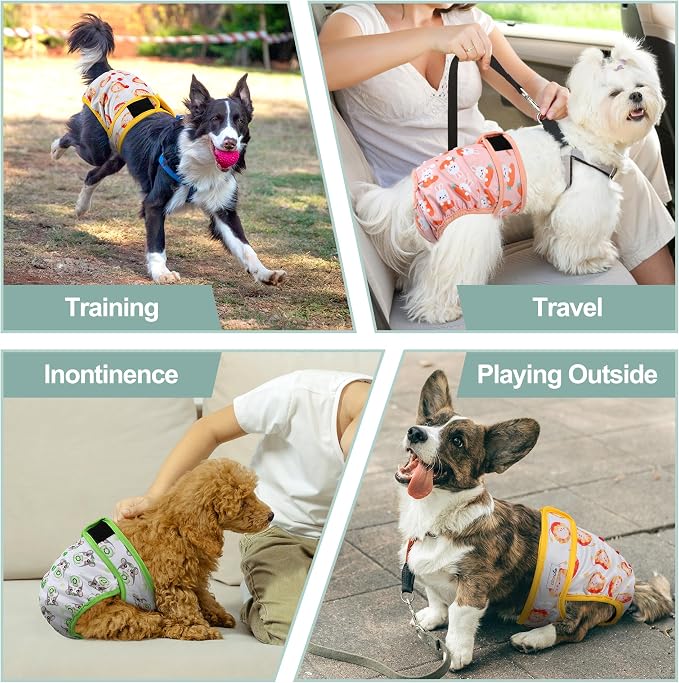 Female Dog Diapers - Premium Reusable Diapers for Doggie in Heat - Highly Absorbent for Pet Incontinence with Adjustable Snaps Rabbit, XL