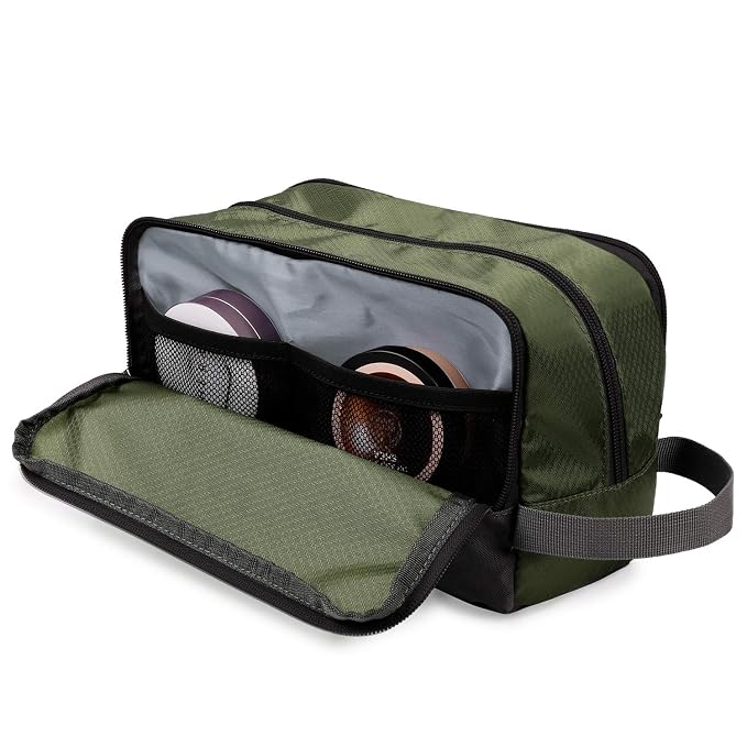 WANDF Travel Toiletry Bag for Men, Small Dopp Kit for Toiletries | Water-Resistant Fabric, Travel Bag for Toiletries, Compact Storage, Shaving Accessories, Weekend Trips