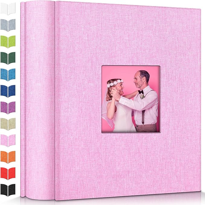 Artfeel Photo Album 4x6 with 1000 Pockets,Slip-in Picture Albums,Linen Cover Memory Book with Front Window,White Page Vertical Photo Book for Wedding,Family,Anniversare,Baby,Vacation