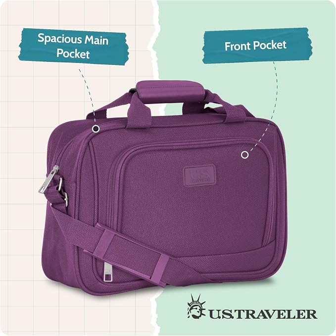 U.S. Traveler Rio 14" Travel Tote Bag, Lightweight 1200D Carry-On Bag for Women & Men