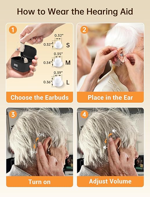 OTC Hearing Aids for Seniors, 2026 Rechargeable Digital Sound Amplifier for Adults with Noise Cancelling, Lightweight Invisible Hearing Aids, Beginner-Friendly Gift for People Hard of Hearing (Black)