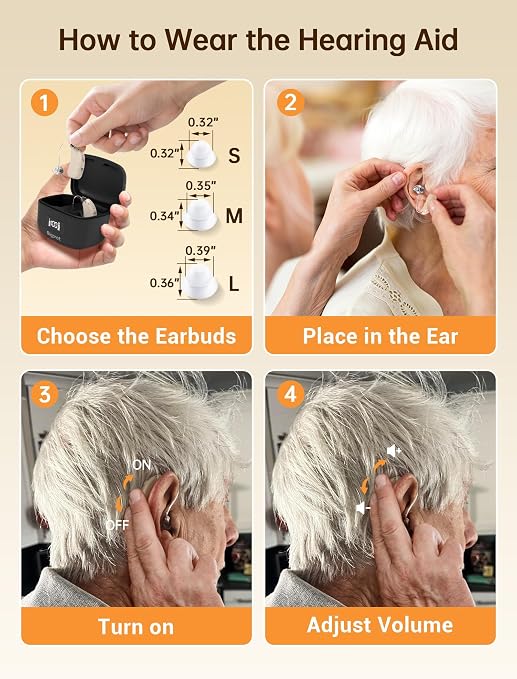 OTC Hearing Aids for Seniors, 2026 Rechargeable Digital Sound Amplifier with Noise Cancelling for Adults, Lightweight Beginner-Friendly Hearing Aids for People Hard of Hearing (Black)