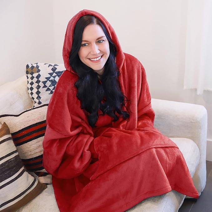 Catalonia Oversized Blanket Hoodie Sweatshirt, Wearable Sherpa Lounging Pullover for Adults Women Men