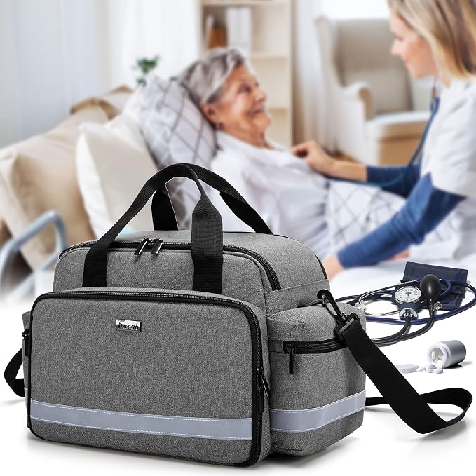 Trunab Home Health Nurse Bag Medical Bag Organizer with Handle | with Shoulder Strap for Home Visit, Travel, Nursing Student