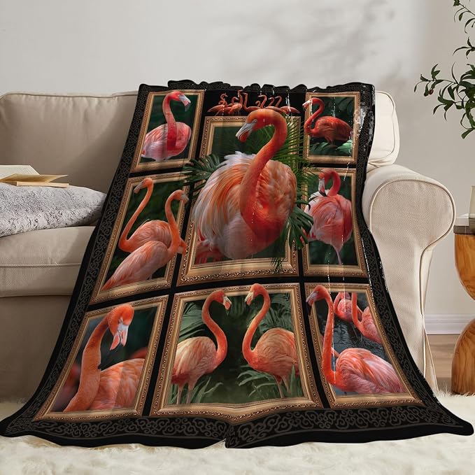 Yibuda Flamingo Blanket Bird Tropical Flannel Plush Throw Blanket Cozy Animal Decor Fleece Stuff Blanket Gifts for Lover Girls Boys Kids Adults Women Bed Travel 40"x50"