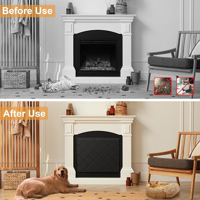 MyLifeUNIT Magnetic Fireplace Cover, 39" x 32" Fireplace Blanket for Living Room, Keep Indoor Drafts Out Stops Heat Loss