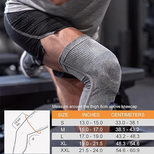 Comforband Premium Recovery Knee Compression Support – Germanium & Bamboo Charcoal Infused Knee Brace for Improved Circulation, Joint Stability, and Pain Relief (Medium)