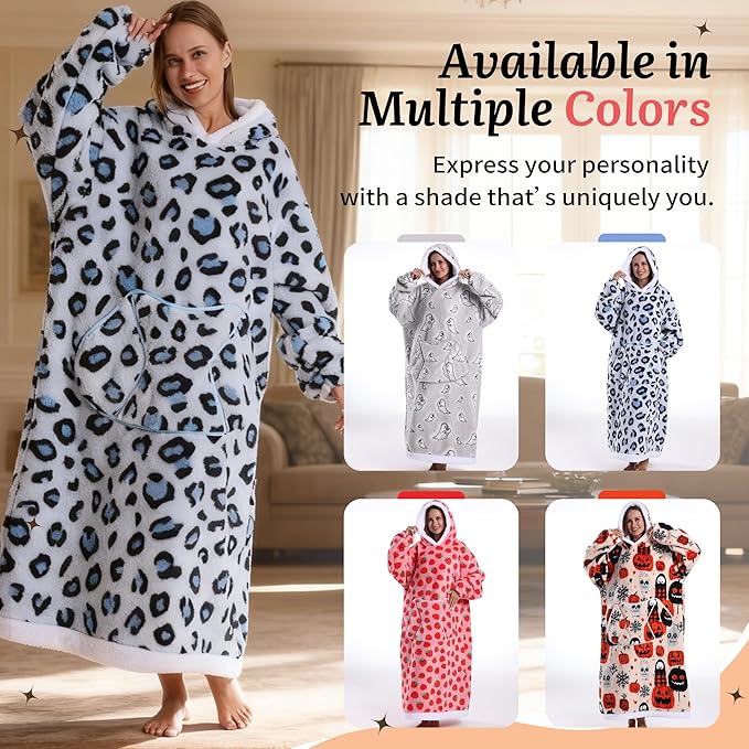 Blanket Hoodie, Long Hooded Blanket Sweatshirt as Birthday Gifts for Women Men, Long Wearable Blanket for Women Men.