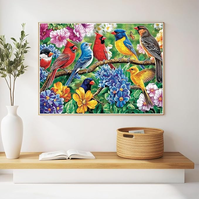 300 Piece Puzzles for Adults – Colorful Birds & Blooming Flowers Jigsaw, Relaxing 300 Piece Puzzles for Adults Large Piece, for Puzzle Fans, Kids & Seniors (20.5" x 15")