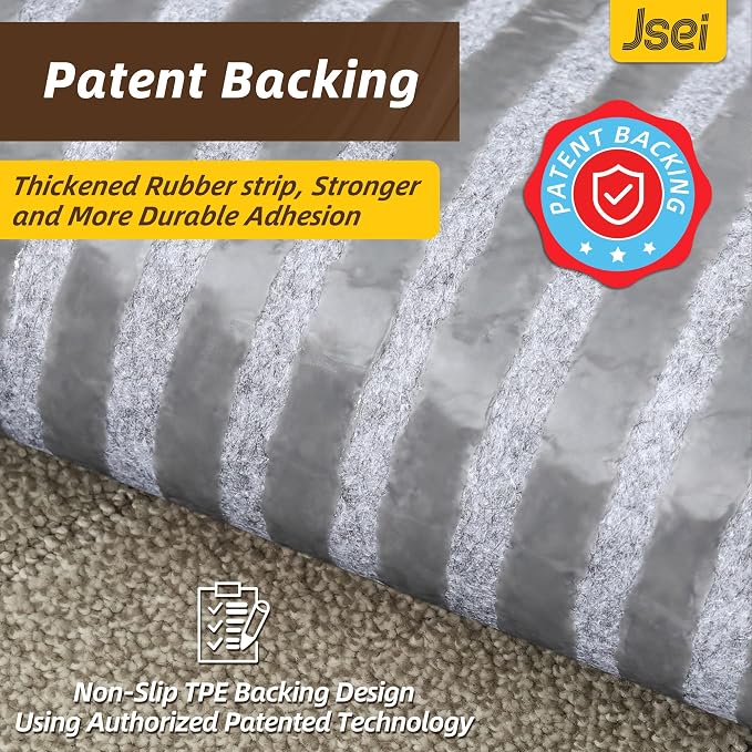 JSEI Non-Slip Stair Landing Rug Mat, 1-Pack 30" X 30", Light Beige | Edging Stair Treads Corner Indoor Stair Runners for Wooden Steps for Kids and Dogs, 100% Polyester, TPE Backing