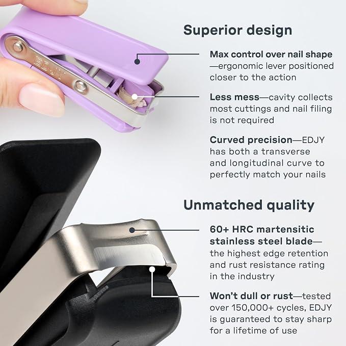 EDJY Fingernail Cutter - Precision Stainless Steel Nail Cutter for Fingernails | Sharp Blade, Ergonomic Design, Durable & Rust-Resistant | Ideal for Men and Women | EDJY Blue
