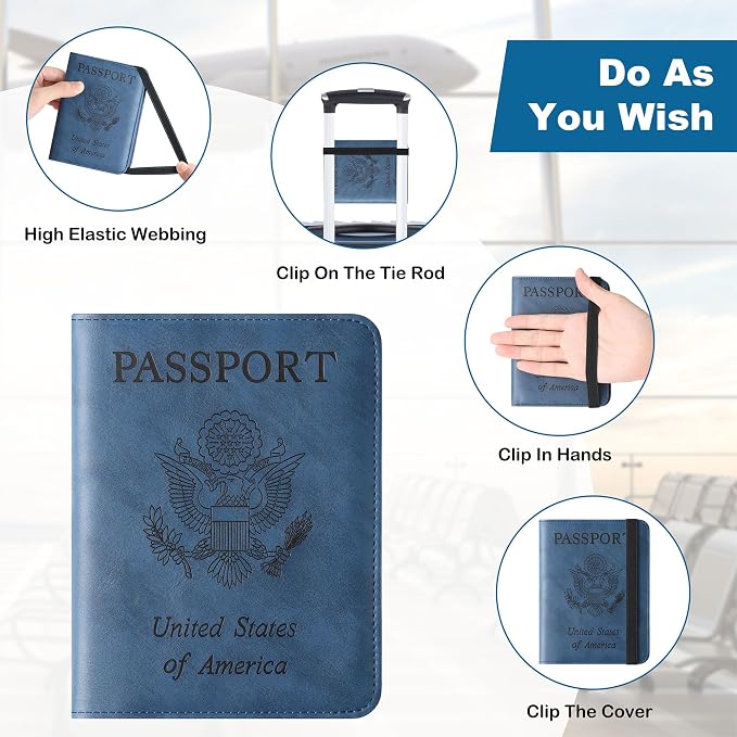 Passport Holder for Travel Essentials, RFID Passport Cover | Rfid Blocking Wallet, Synthetic Leather Case, Vacation Travel Accessories, For Women Men