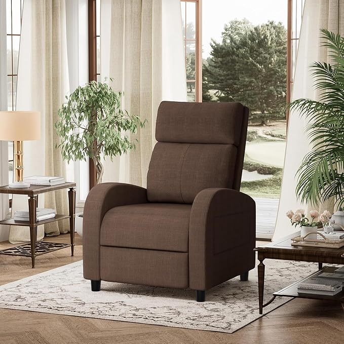 Homall Recliner Chair, Recliner Sofa Fabric for Adults, Brown Recliners | Home Theater Seating with Lumbar Support, Reclining Sofa Chair for Living Room