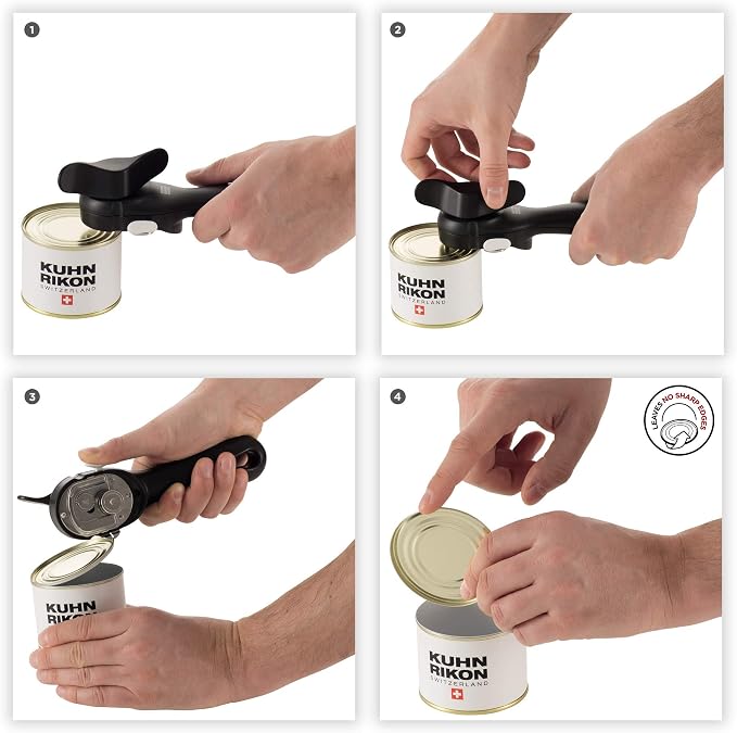 Kuhn Rikon Auto Safety LidLifter/Can Opener with Ring-Pull, 8 x 2.5 x 2.75 inches, White