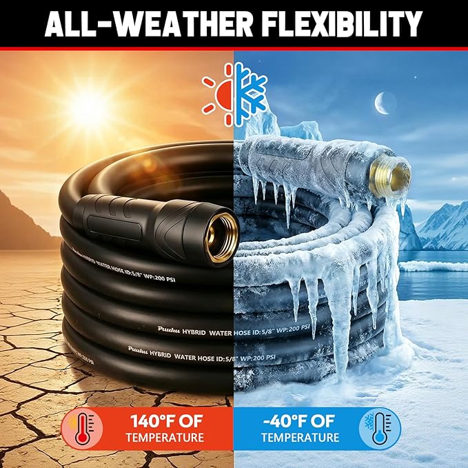 Short Garden Hose 6ft x 5/8", NON-EXPANDABLE Heavy Duty Premium Flexible Water Hose, No Kink, Leakproof, Lightweight Hybrid Hose with Male to Female Fittings for Household、Backyard