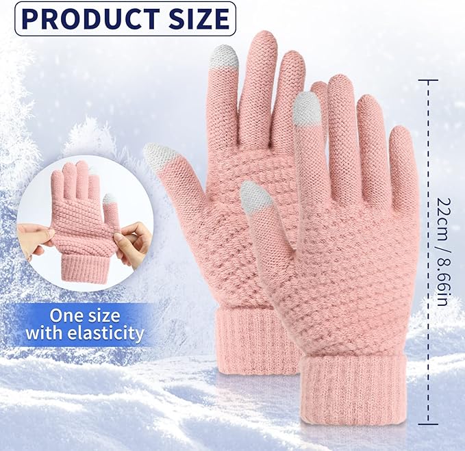 Omisy 4 Pairs Women Winter Gloves Touchscreen Cold Weather Mitten, Christmas Gifts for Adult Stockings Stuffers Mom Wife