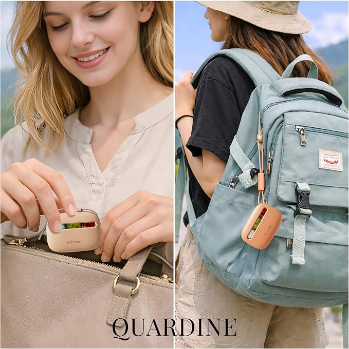 Small Pill Case, 3 Compartments Detachable Divider Travel Pill Organizer with Lanyard, BPA-Free Moisture Proof Pill Box for Vitamins Supplements Purse Pocket Outdoor Trip, Orange