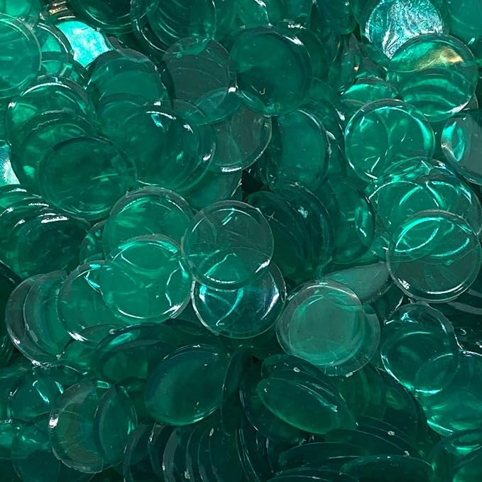 MR CHIPS Plastic Bingo Chips for Games 150 Count Bag - Solid and Transparent Colors Counting Green 3/4 Inch